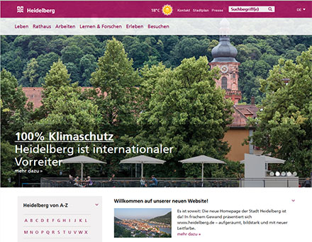 Die Website der Stadt Heidelberg ist von Grund auf neu konzipiert worden und verfügt jetzt unter anderem über Responsive Design.