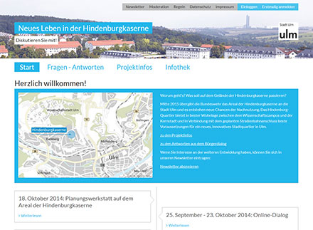 Ulm: Bürgerdialog zur Umwandlung einer ehemaligen Bundeswehrkaserne fand via Open-Source-Lösung aus der Cloud statt.