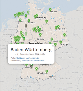 Das Portal Open Data Map bietet vergleichende Recherchen auf kommunaler Ebene an.