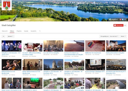 Auf dem Youtube-Kanal von Salzgitter können die Besucher 315 Videos rund um die Stadt anschauen.