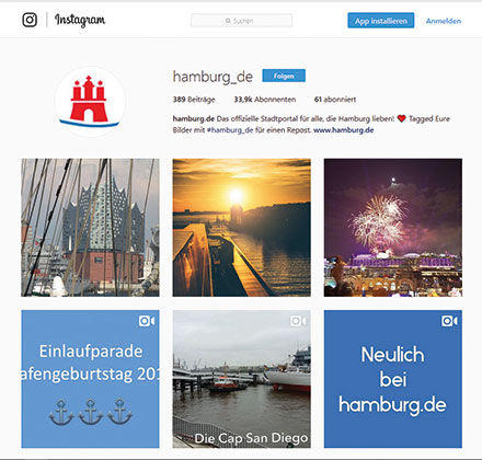 Hamburg ist auch auf Instagram aktiv.