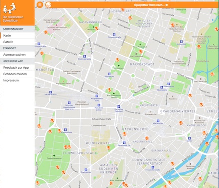 Die Münchner Spielplatz-App funktioniert am Rechner ebenso wie unterwegs via Smartphone und Tablet.