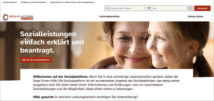 Landing-Page der bundesweiten Sozialplattform.