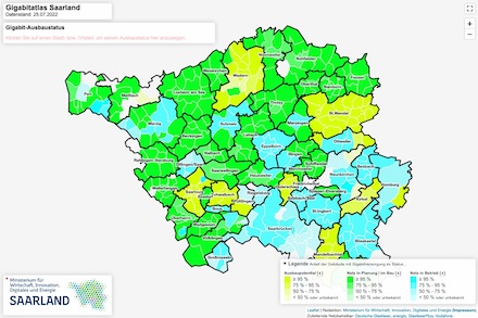 Der neue Gigabitatlas zeigt den Status quo im Saarland auf.