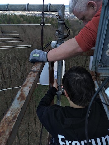 LoRaWAN-Gateway-Installation am Waldturm in Gera.