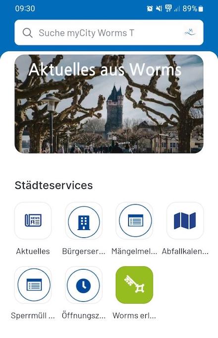 So könnte die neue Worms-App aussehen.