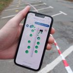 Ist noch was frei? Darstellung des Parkplatzes am Strand Solitüde in der App „City Pilot“.