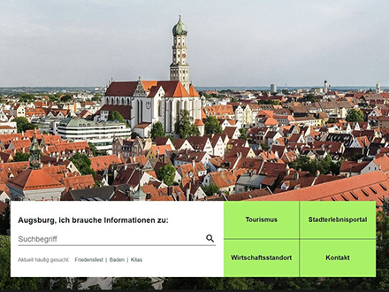 Screenshot der Startseite von augsburg.de: Die Navigation