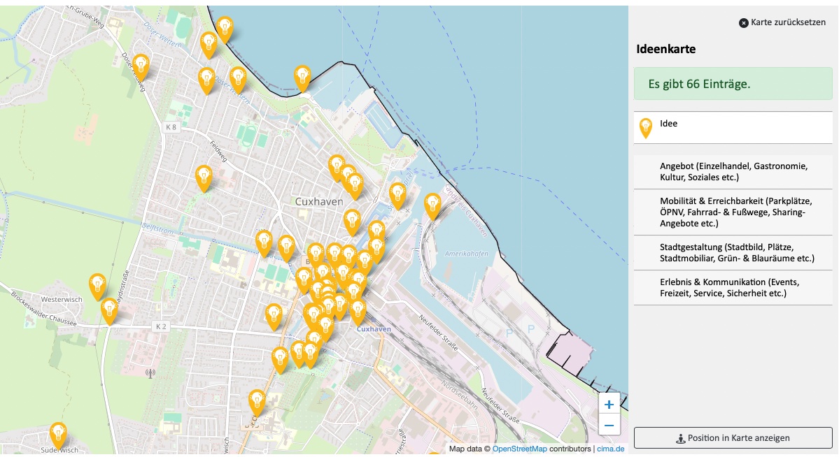 Screenshot der Ideenkarte Cuxhaven