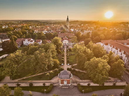 Schräge Draufsicht auf Bad Langensalza.