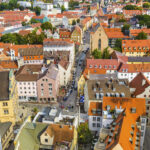 Augsburger Altstadt aus der Vogelperspektive.