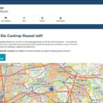 Screenshot der Online-Beteiligungsplattform, die eine Landkarte von Castrop-Rauxel zeigt.
