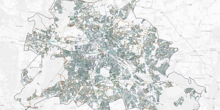 Screenshot der Karte öffentlicher Straßenparkplätze im Stadtgebiet Berlins