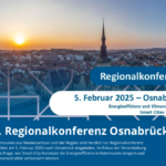 Screenshot der Einladung zur Regionalkonferenz, der außer den Veranstaltungsdaten auch einen Blick von oben auf die Stadt Osnabrück umfasst.