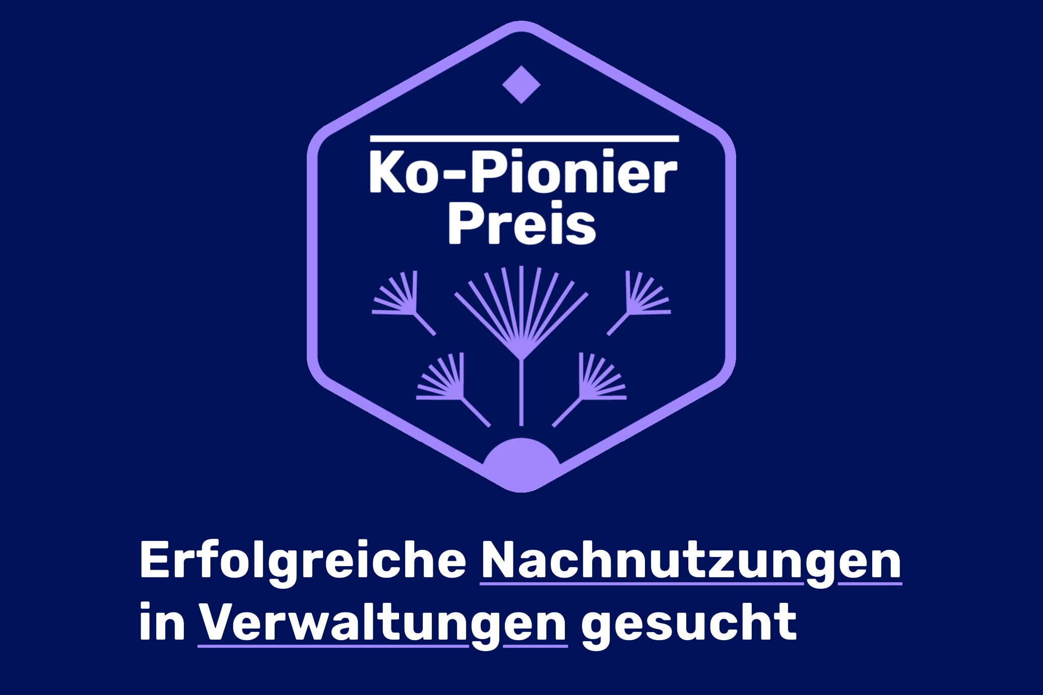 Logo des Ko-Pionier-Preises auf dunkelblauem Grund