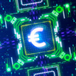 Futuristisches Symbol für den digitalen Euro