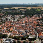 Blick von schräg oben auf die Stadt Ravensburg.